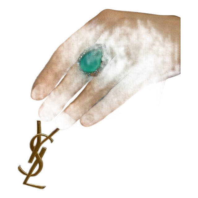 Bochic "Capri" Vintage Aquamarine & Rare Blue Opal Ring Set In 18K White Gold & Silver For Sale