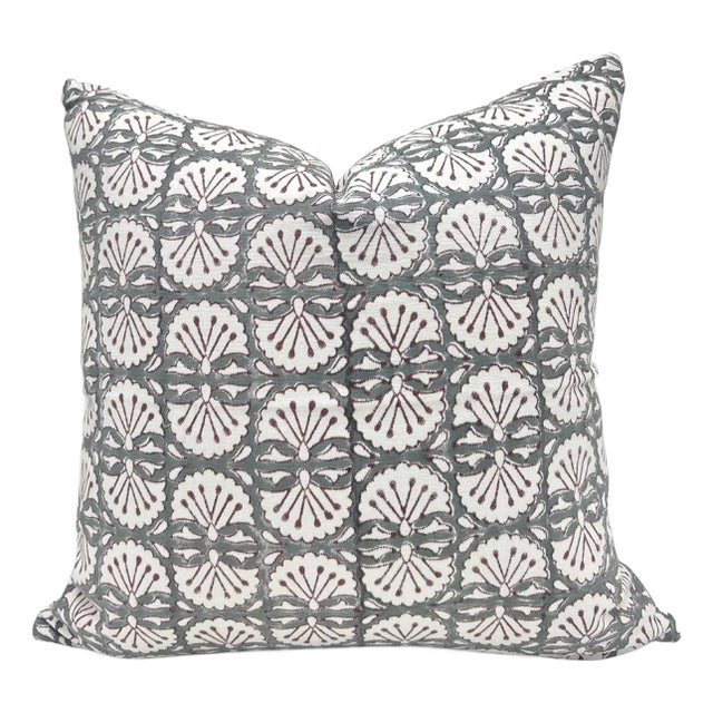 Fabdivine Handcrafted Block Print Cushion Cover 12x20 Inch Thick Cotton White-Bijani For Sale