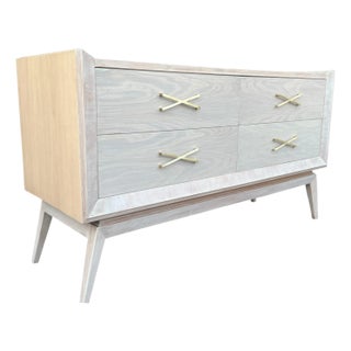 Mid-Century Modern Oyster Lacquered Chest of Drawers X Handles For Sale