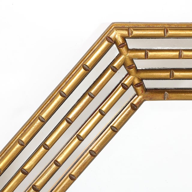 Mid-Century Modernist Octagonal & Tiered Segmented Giltwood Mirror For Sale - Image 12 of 12