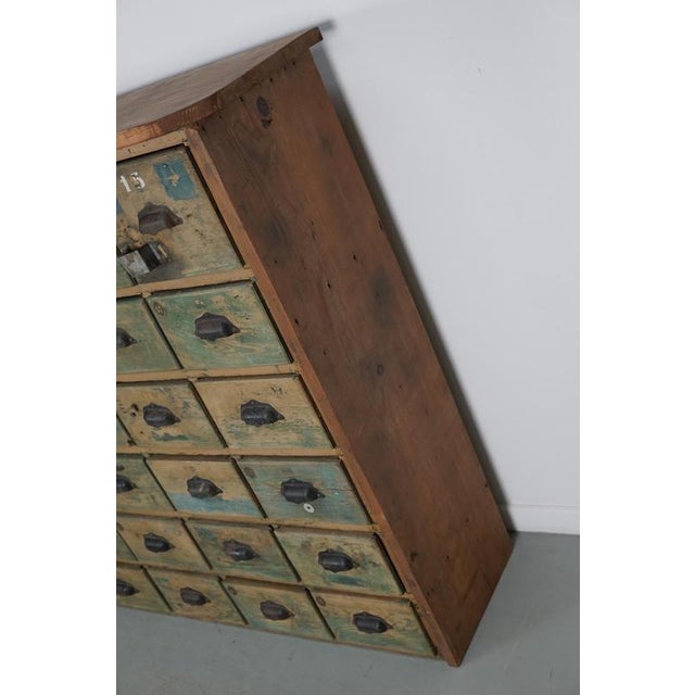 Large Industrial French Painted Pine Hardware Store Cabinet, 1950s For Sale - Image 14 of 18