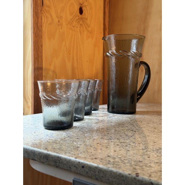 An extraordinarily elegant and delicate 5-piece beverage set from the 1960s/1970s, showcasing masterful mid-century art...