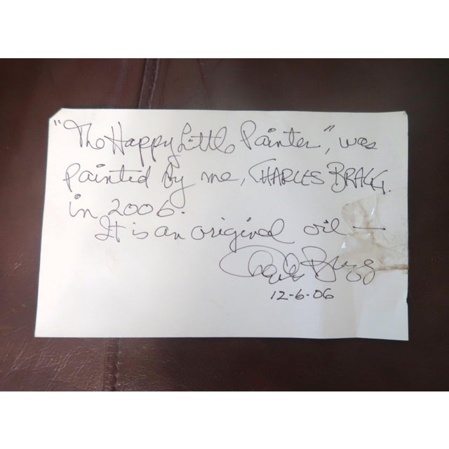 Tan "The Happy Little Painter" by Charles Bragg (American, 1931 -2019) - Original Vintage Oil on Canvas - With Coa For Sale - Image 8 of 11