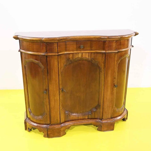 Wood Credenza with 3 Shaped Doors For Sale - Image 18 of 18