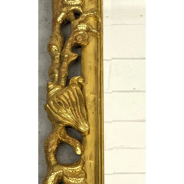 Extraordinary Pair of Italian Carved Giltwood Mirrors with Shell and Coral Motif For Sale - Image 10 of 11