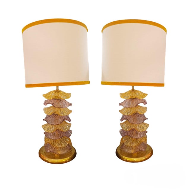 Purple and Yellow Wavy Disc Lamps, 1970s, Set of 2 For Sale - Image 6 of 6