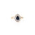 Metal Pear Cut Sapphire Halo Diamond Ring Size 7 For Sale - Image 7 of 8
