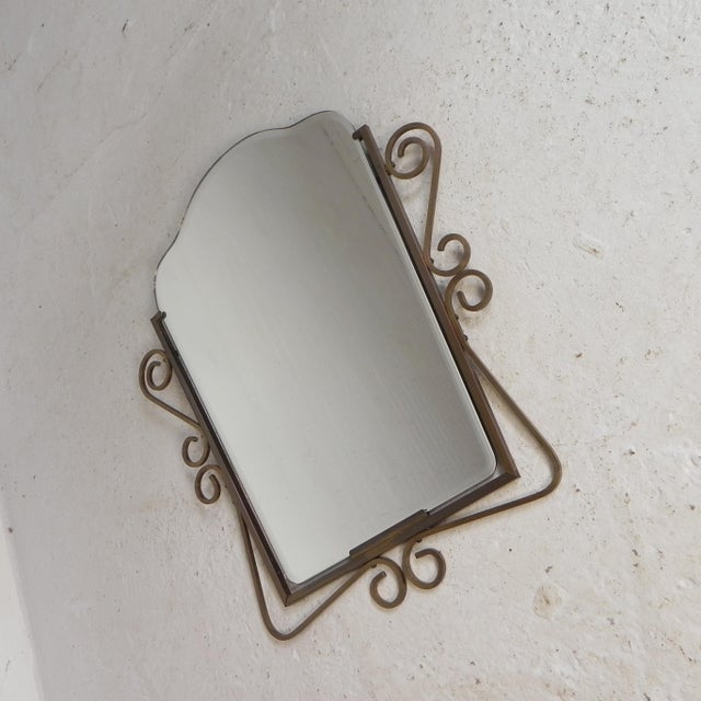 Mid-Century Modern Vintage Faceted Mirror in Brass Frame, 1950s For Sale - Image 3 of 10