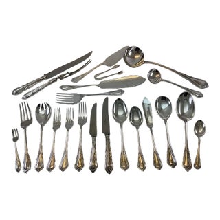 1980s Complete Cutlery Set for 12, Including Fish Eaters & Serving Pieces, 132 Pcs, Lily For Sale