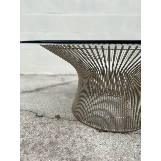 Glass Mid Century Modern Coffee Table With Round Glass Top | Warren Platner For Sale - Image 7 of 12