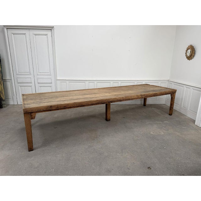 Large work table from a former button factory! A rare piece of antique furniture, in excellent condition, with an...