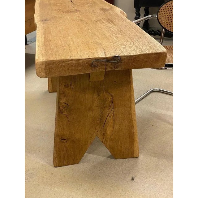 Oak Live Edge Console Table or Desk, France, 1950's For Sale - Image 9 of 12