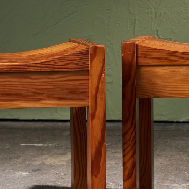 Pine Stools with Curved Seats, France, Set of 2 For Sale - Image 9 of 12