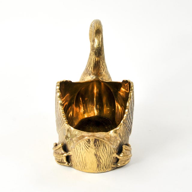 Mid 20th Century Vintage Hollywood Regency Large Brass Swan Planter Pot For Sale - Image 5 of 15