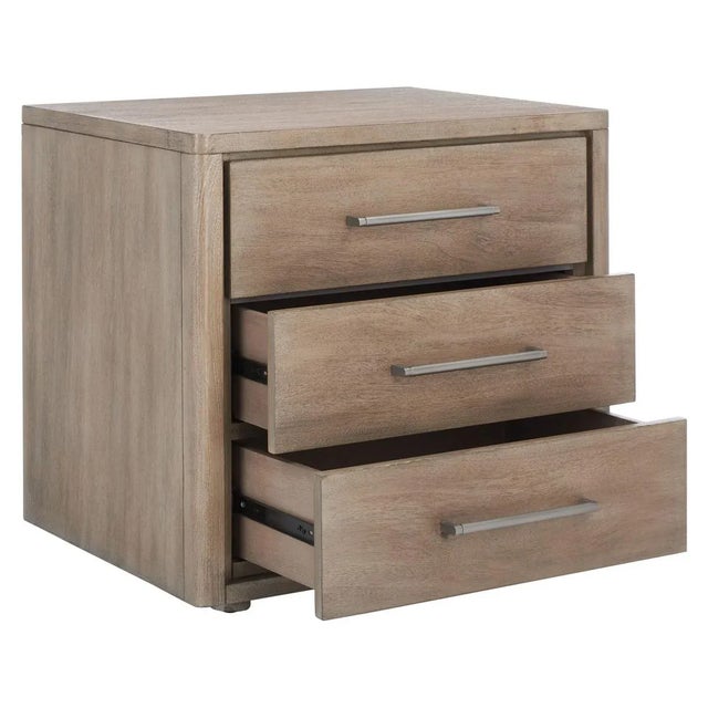 Wood Rosey 3 Drawer Wood Nightstand - Light Brown For Sale - Image 7 of 11