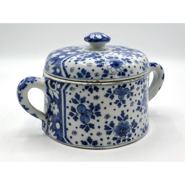 Mid 18th Century 18th-C Delftware Two Handled Lidded Dish For Sale - Image 5 of 10