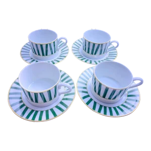 1980s Mikasa Marquee Jade Coffee/Tea Cups and Saucers, Crafted in Japan- 8 Pieces