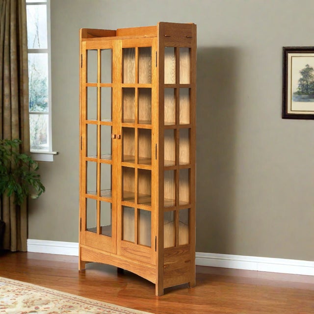 Mission Oak Display China Cabinet / Bookcase - Michael's Cherry - 39"w For Sale - Image 10 of 10