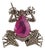 1890s Revival Inspired Silver & 3Ct Natural Ruby Diamond Pavé Frog Brooch Pendant For Sale