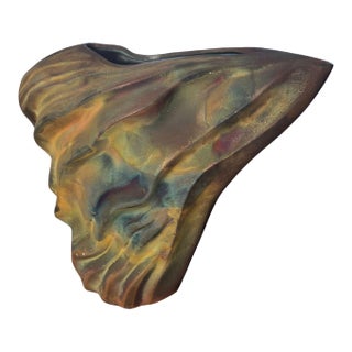 Tony Evans Signed Raku Vase – Large 1980s Sculptural Studio Pottery, Brutalist Ceramic Art For Sale