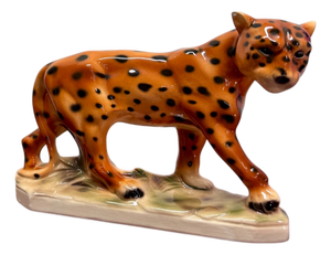 Porcelain Leopard Figurine by Voigt / Sitzendorf, Germany., 1970s