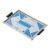 Art Deco Reverse Eglomise Blue & White Geometric Motif in Nickel & Bakelite Tray For Sale
