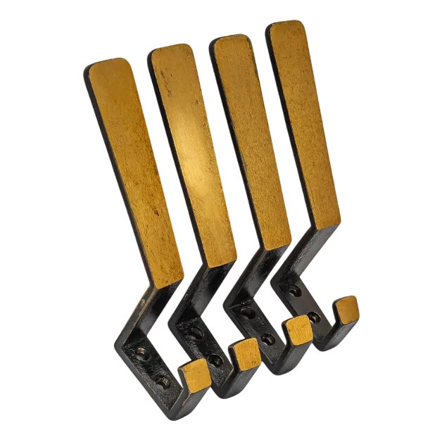 Brass Wall Hooks, 1950s, Set of 4 For Sale