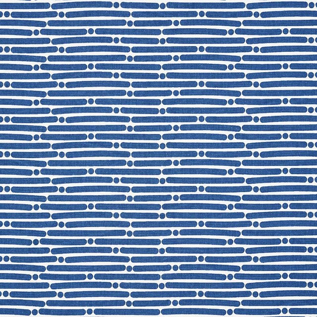 Sample - Schumacher X Studio Bon Dot Dash Fabric in Navy For Sale