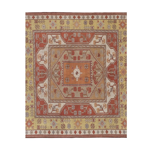 1960s 1960s Vintage Oushak Milas Floral Wool Pile Rug 6'2'' X 6'6'' For Sale - Image 5 of 13