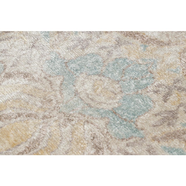 Rug & Kilim Rug & Kilim’s Oushak Style Rug in Blue and Beige-Brown With Floral Patterns For Sale - Image 4 of 8