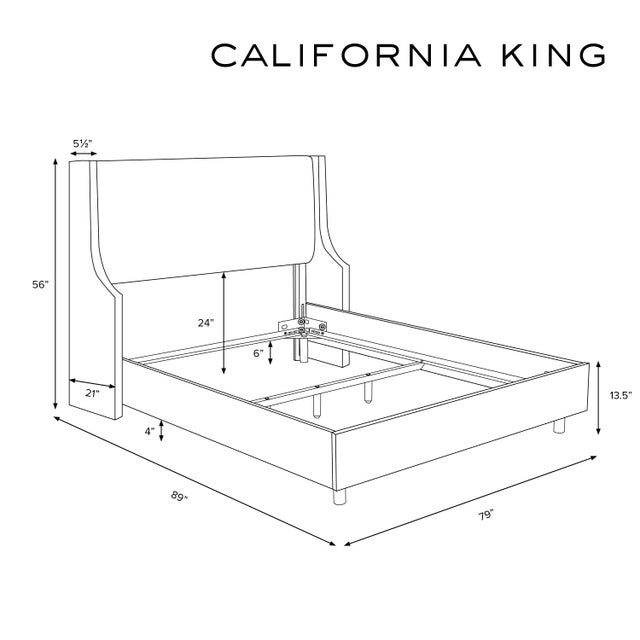 Transitional Holden Wingback Bed in Verdure Navy, California King For Sale - Image 3 of 7