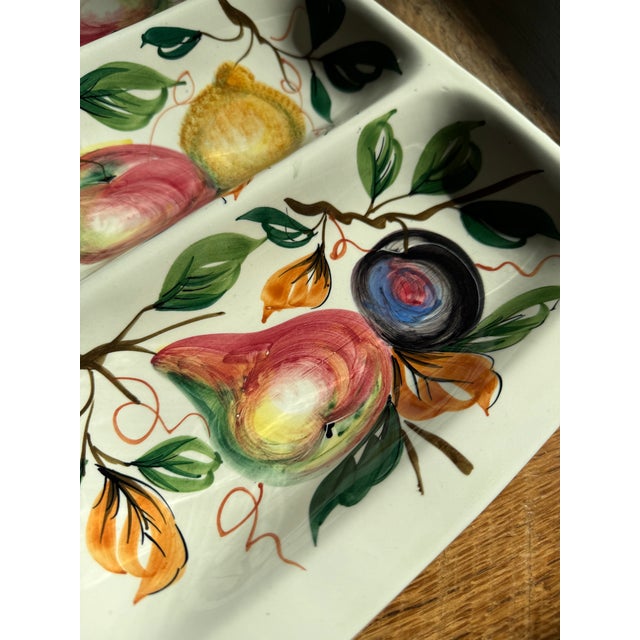 Mid-Century Modern 1950s Italian Hand Painted Fruit Serving Platter Ceramic For Sale - Image 3 of 11