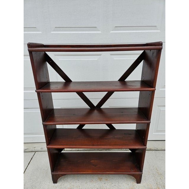 Brown Antique Rustic Wooden Book Shelf For Sale - Image 8 of 12