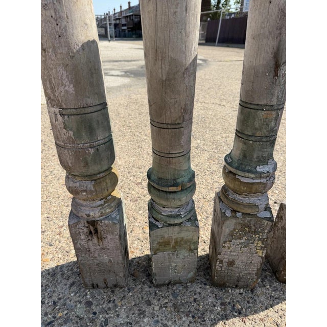 Antique French Farmhouse Turn Carved Wooden Baluster Spindle Table Legs Set of 4 For Sale - Image 12 of 17