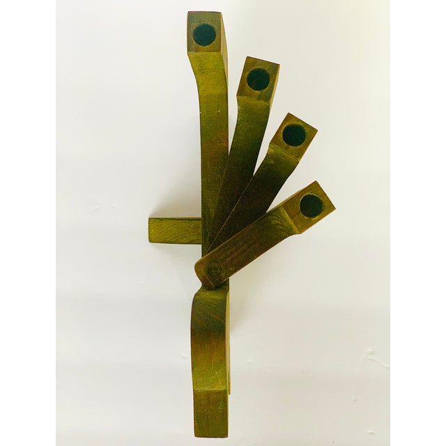 Vintage Articulated ‘Danish Mid-Century Modern Style’ Carved Wood Bird Candelabra For Sale - Image 4 of 9