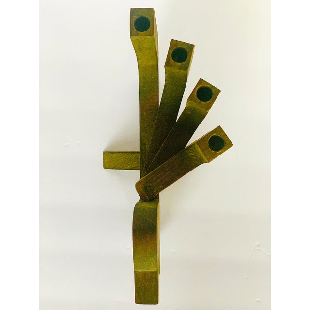 Vintage Articulated ‘Danish Mid-Century Modern Style’ Carved Wood Bird Candelabra, Candleholder, Candlestick For Sale - Image 4 of 9
