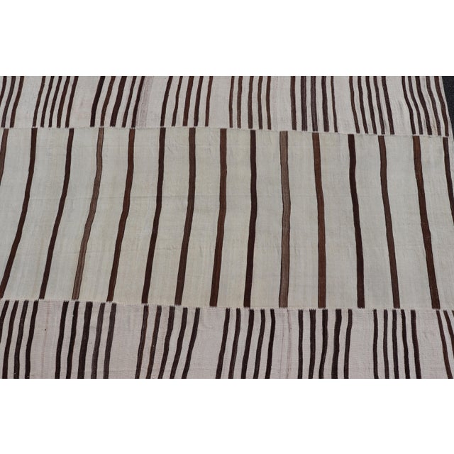 Vintage Hand-Woven Turkish Kilim in Wool With Sub-Geometric Striped Panel Design For Sale - Image 14 of 15