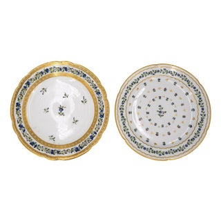 19th Century Saxony Porcelain Plates with Floral Motifs, Set of 2 For Sale