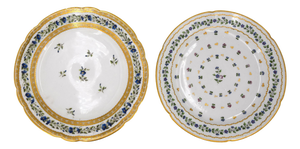 19th Century Saxony Porcelain Plates with Floral Motifs, Set of 2