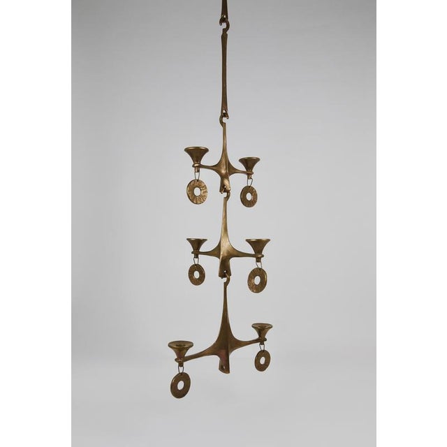 Brown Large Brutalist Hanging Ceiling Candelabra by Michael Harjes, 1970s For Sale - Image 8 of 18