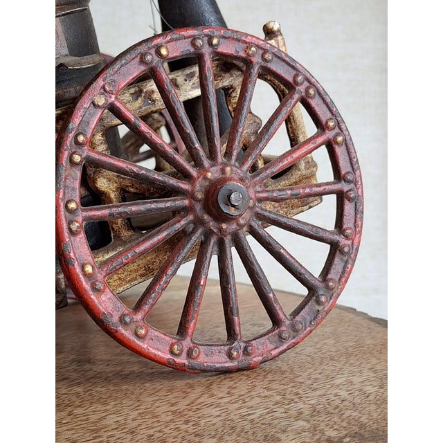 Large Vintage 21" Cast Iron 3-Horse Fire Pumper Wagon Toy - Utexiqual / Kenton Style For Sale - Image 9 of 18