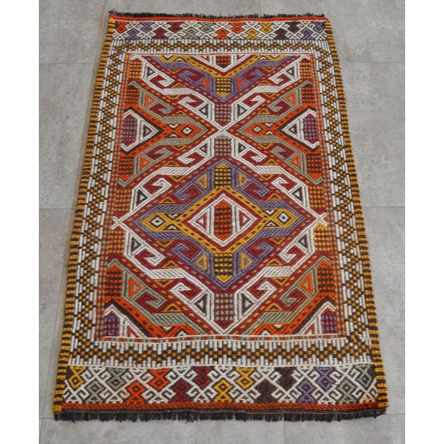 Handwoven Turkish Kilim Rug For Sale - Image 9 of 10