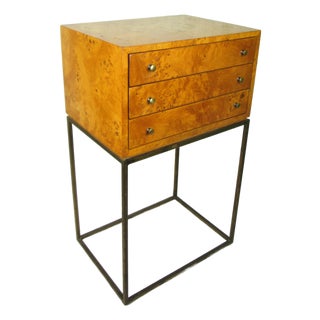 Mid 20th Century Milo Baughman Style Small 3 Drawer Jewelry Chest For Sale