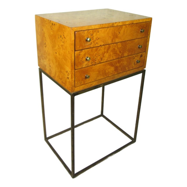 Mid 20th Century Milo Baughman Style Small 3 Drawer Jewelry Chest For Sale