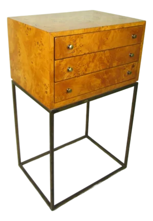 Mid 20th Century Milo Baughman Style Small 3 Drawer Jewelry Chest