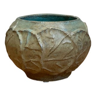 Vintage Lily Pad Motif Ceramic Bowl For Sale