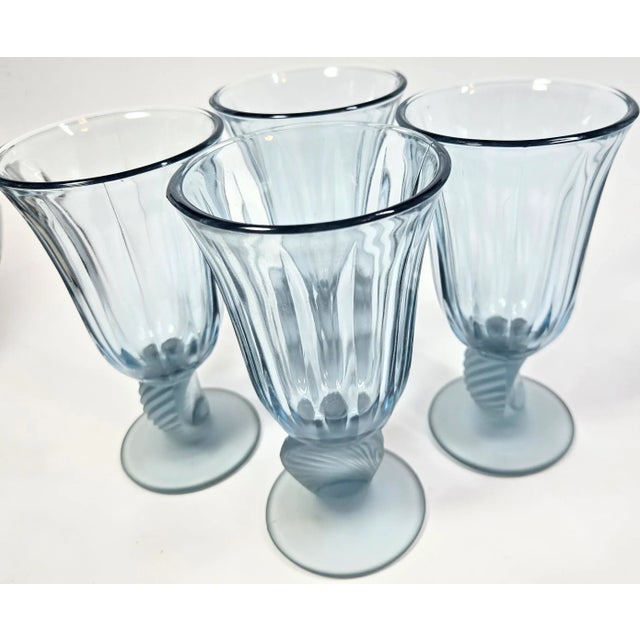 Frosted Blue Seashell Goblets- Set of Four For Sale - Image 11 of 12