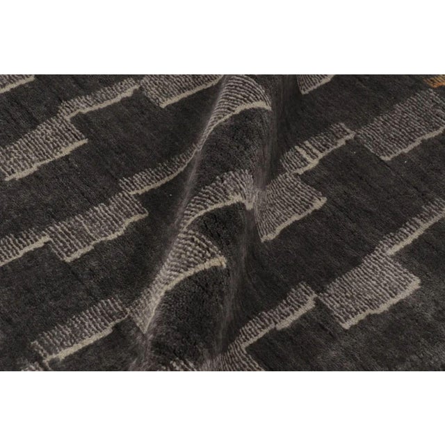 Rug & Kilim's Art Deco Style Rug in Mohair With Black & Gray Geometric Design For Sale - Image 10 of 11