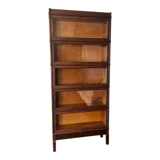 Antique Macey 911 5-Section Oak Stacking Barrister Bookcase For Sale