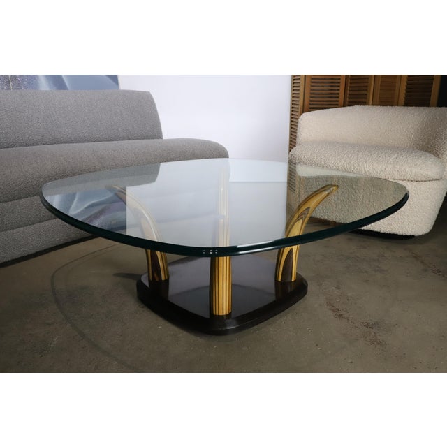 Henredon Wood Tusk Cocktail Table with Glass Top For Sale - Image 11 of 12